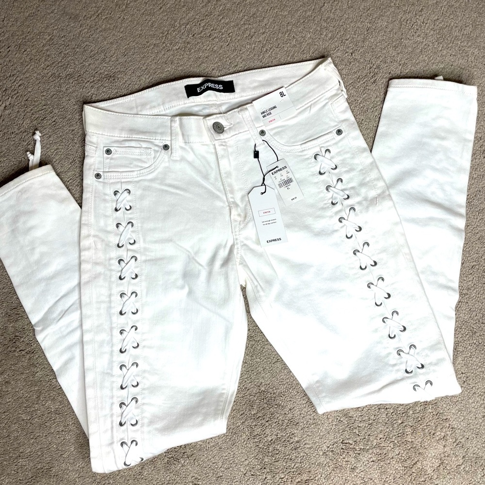 New White Express ankle legging jeans mid rise, Size 8
